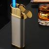 Encendedor inflable de metal con personalidad creativa, a prueba de viento, de llama azul recta, pequeño y portátil, para cigarros, moxibustión, venta al por mayor, 033