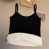 Nova camisola menina colete térmico forrado de lã engrossado outono e inverno listra com almofada no peito base interna roupa íntima feminina térmica