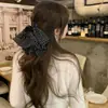 Pinza para el Cabello Grande de Lazo de Satén de Gama Alta para Mujer, Exquisita Pinza Plegada para la Parte Trasera de la Cabeza, Pinza de Tiburón