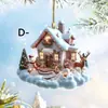 Casa de Nieve Navideña Transfronteriza Acrílico Regalo de Invierno Decoración Acrílica 2D Colgante Llavero de Coche
