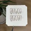 ASilver Tide Estilo Coreano Gris Frío Blanco Niebla Agua Hirviendo Chispa Plateada Bombilla Ojo de Gato Gota de Agua Uñas Portátiles Hechas a Mano