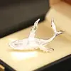 Broche de Ballena Estéreo Niche Dorado y Plateado Diseñado, Broche Personalizado de Tiburón Vida Marina para Hombres y Mujeres