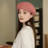 Boina de Punto Estilo Coreano para Mujer Otoño e Invierno, Sombrero Versátil Estilo Callejero de Artista, Circunferencia de Cabeza Grande, Sombrero Suave y Elegante, Cálido para Otoño e Invierno