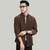 Camisa de Trabalho Nova, Moderna e Fashion para Homens, Outono/Inverno 2026, Jaqueta Camisa Casual de Manga Longa com Gola Alta