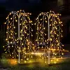 Novos pisca-piscas solares de estrela explodindo com fio de cobre para iluminação de jardim e pátio, luzes de atmosfera festiva, luzes de Natal