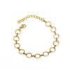 Pulsera Redonda Elegante Simple y de Moda con Empalmes de Acero de Titanio para Mujer, Chapada en Oro de 18 Quilates de Acero Inoxidable, Joyería de Mano al por Mayor