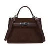 Nova Bolsa Kelly Suede Fosco 2026 para Mulheres, Bolsa de Ombro Único Transversal, Bolsa de Mão Versátil de Alta Qualidade, Bolsa Quadrada Pequena Vintage