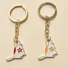 "Gato Flor de Cerezo" rojo y blanco lindo llavero, colgante de recuerdo de viaje, decoración de llave de mochila