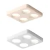 Spot Quadrado de Sobrepor Cor Creme Cacau, Spot Ultra Fino de Quatro Pontos para Sala de Estar e Quarto, Luminária de Teto Estilo Vintage Creme para Proteção dos Olhos