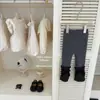 [Ropa Infantil Leen] Diseño Original Otoño e Invierno Conjunto de Suéter de Punto con Cuello Alto y Lazo para Niña con Leggings de Punto Forrados de Polar