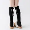 Calcetines de Cachemir para Mujer Otoño e Invierno con Lazos de Cinta, Calcetines Gruesos hasta la Rodilla Calentitos para Botas, Aspecto Adelgazante y Medias Versátiles