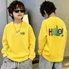Ropa de Otoño para Niños Camiseta de Manga Larga de Algodón Puro con Estampado de Letras 2026 Nuevo Estilo Camiseta Básica Versátil de Cuello Redondo para Primavera y Otoño Tendencia T