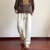 Nuevos Pantalones Casuales Rayados Fluidos para Hombre Rectos Sueltos con Cordón Pantalones Largos de Verano Finos con Sensación de Caída Pierna Ancha Largo hasta el Suelo