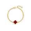 Pulsera de trébol de cuatro hojas chapada en oro vietnamita con microincrustaciones para mujer, pulsera de ágata de trébol de la suerte chapada en oro, joyería de lujo ligero de alta gama