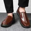 Zapatos de Cuero Transfronterizos para Hombre, Estilo Nuevo, Suela Blanda, Zapatos Cómodos para Hombre, Zapatos de Cuero de Moda para Viajes de Negocios Casuales, Zapatos Casuales de Deslizamiento para Hombre