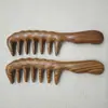 Pente bestseller transfronteiriço de cabo longo, pente massageador de couro cabeludo de dentes largos para mulheres com cabelos longos e cacheados, pente antiestático de sândalo verde