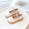 Zapatos Mary Jane de Cuero para Niñas Primavera y Otoño Estilo Nuevo Suela Blanda Zapatos de Princesa con Pedrería Zapatos Negros de Rendimiento Zapatos Individuales para Niños Modernos