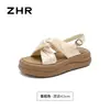 Sandalias de Satén Jacquard con Suela Gruesa Zhr Fashion 2026 Nuevo Estilo de Verano Cómodas de Suela Suave que Aumentan la Altura Calzado Hueco para Mujer