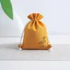 Bolsa Personalizada de Linho Fino de Camada Dupla com Cordão Bolsa de Brocado Pulseira de Contas de Lótus Bolsa de Armazenamento Fornecimento Atacado