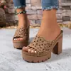 Novedad Verano 2026 Chanclas de Suela Gruesa para Mujer de Comercio Exterior Transfronterizas Talla Grande Punta Descubierta Correa Ancha Chanclas de Suela Gruesa para Mujer