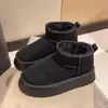 Botas de nieve para mujer con suela gruesa y antideslizante, nuevo estilo otoño/invierno 2026, mocasines sin cordones, forradas de felpa y engrosadas para abrigar, zapatos de algodón