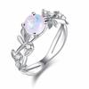 Deseo una venta caliente nuevo anillo de compromiso de hoja de olivo de princesa europea y americana anillo de diamante de circón azul joyería al por mayor
