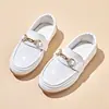 Zapatos de Cuero Estilo Británico para Niños 2026 Primavera y Otoño Nuevos Versión Coreana Zapatos de Cuero Negros Versátiles Retro Slip-On Tendencia