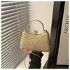 Bolsa de corrente de pérolas, nova coleção 2025, adornada com strass brilhante, bolsa de noite elegante, versátil e fashion, bolsa de ombro feminina