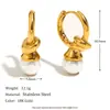 Pendientes Cuadrados de Acero Inoxidable con Baño de Oro de 18K, Patrón de Flor y Perla, Jade Negro, Venta Caliente Transfronteriza Europea y Americana, Nicho Medio Antiguo, para Mujer
