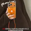 Soporte de Flor Naranja Adecuado para Funda de Teléfono Apple 17 iPhone 15 Pro Max con Correa 16 Patrón Glaciar 18 para Mujeres