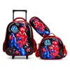 Set de Tres Piezas de Mochila Escolar con Ruedas de 12 Pulgadas para Estudiantes de Jardín de Infancia y Primaria, Mochila de Carcasa Dura con Dibujos Animados para Niños, Niños y Niñas