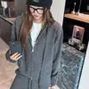 Nueva chaqueta suéter de punto con capucha para mujer, otoño e invierno, con diseño de cremallera, corte holgado, casual y versátil, top casual y relajado