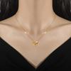 [Cuerpo completo de acero de titanio] Collar de oro real con doble anillo y diamantes, estilo horno de viento simple, para mujer, accesorios de cadena de clavícula de celebridades de Internet