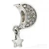 Colgante de Animal de Aleación con Agujero Grande Chapado en Plata Encanto Lindo de Luciérnaga Gatito Estrella y Luna Accesorios de Corazón para DIY