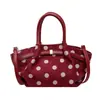 Bolsa de Mão Feminina Grande Capacidade Estilo Coreano Nicho Nova 2026 Bolsa de Ombro Transversal de Bolinhas Bolsa de Bolinhas Vermelhas