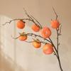 Adornos de Caqui Fruta Decoración de Pasillo Flores Falsas Jarrón Decoración Arreglo Floral Sala de Estar Mueble de TV Ramas Secas
