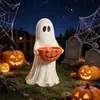 Producto nuevo transfronterizo Estatua de Resina de Fantasma Calabaza de Fantasma de Halloween Plato de Frutas Adorno de Resina Decoración de Escritorio