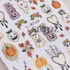 Pegatinas para uñas de Halloween Bordes dorados lindos Fantasma Calabaza Telaraña Floral Dibujos animados Atmósfera festiva Impermeable