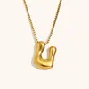 Collar de Diseño de Nicho de Moda Transfronterizo Ins Europeo y Americano Acero Inoxidable Chapado en Oro de 18 Quilates Collar con Letras de Burbuja de Alta Gama para Mujer