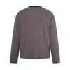 Camiseta de manga larga a rayas estilo retro americano con cuello Henry para hombre y mujer, nueva de otoño, holgada, casual, versátil, top básico