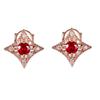 Europa e Estados Unidos mais vendidos brincos de rubi estrela de quatro pontas brincos temperamento incrustados com diamante vermelho estrela cor tesouro brincos brincos