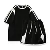 Verano Nuevo Waffle Moda Casual Deportes Americano Suelto Traje Juventud Estudiante Camiseta de Moda + Shorts