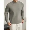 Suéter de Tricô Masculino Gola Alta Meia Listras Sólidas Camada Base Slim Fit Estilo Old Money Outono/Inverno Fábrica Transfronteiriça Atacado