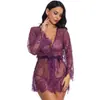 Lencería de encaje abierta para tallas grandes, Camisón transparente de longitud media europeo y americano, Ropa de dormir para adultos, Productos de comercio exterior Temu Transfronterizos