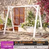 Balanço de madeira anticorrosivo para pátio externo, quintal de vila rural, cadeira de balanço dupla para jardim pequeno
