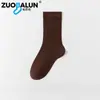 Calcetines de media pantorrilla para mujer de primavera y otoño, calcetines holgados de estilo japonés a la moda, calcetines de algodón de color sólido blanco y negro, calcetines holgados para maternidad para mujer al por mayor