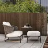 Sofá de Exterior Impermeable para Patio Modelo de Casa Habitación de Hotel Balcón Silla Individual de Ratán Sofá Juego de Muebles de Tres Piezas