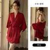 Gui Ruo Deseos Puros Malla Fruncido y Almohadilla de Pecho Perspectiva Tentación Hueco Sin Espalda Camisón Bata Ropa de Casa traje 4141