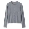 Cardigan de Punto Redondo Estilo Old Money para Mujer Manga Larga Corta Ropa Interior Suéter Retro de Punto Trenzado Capa Base Estilo Otoño Chaqueta Pequeña