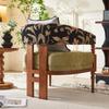 Sillón francés retro de madera maciza para sala de estar, sillón de tela para apartamento pequeño, hotel, casa de familia, balcón, sillón de ocio.